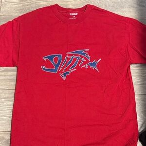 Red Graphic Tee with Fish Design
